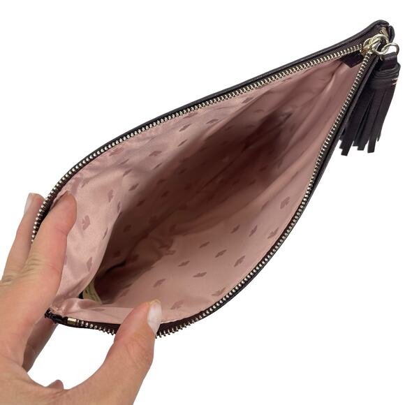 Kate Spade Large Tassel Zip Pouch Clutch Bag Purse Red - Picture 8 of 9